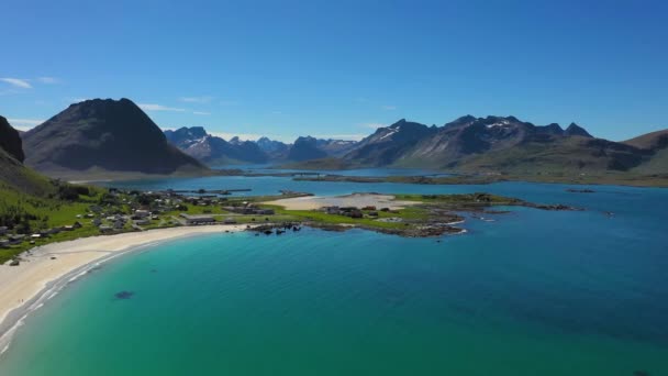 Beach Lofoten Arquipélago Noruega Localizado Condado Nordland Conhecida Por Uma — Vídeo de Stock