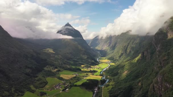 空中映像美しい自然ノルウェー — ストック動画
