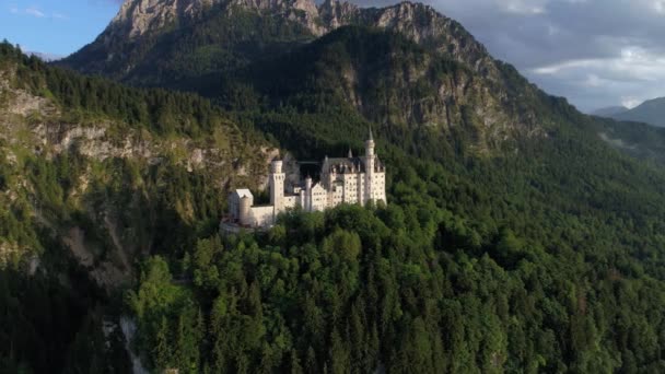 Zamek Neuschwanstein Alpy Bawarskie Niemcy Lotnicze Loty Dronów Fpv — Wideo stockowe