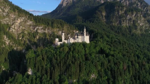 Castello Neuschwanstein Alpi Bavaresi Germania Voli Aerei Con Drone Fpv — Video Stock