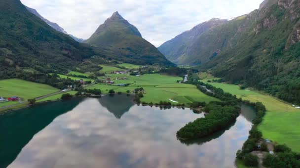 Material Aéreo Hermosa Naturaleza Norway — Vídeos de Stock