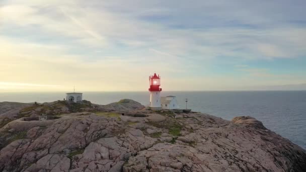 Coastal Lighthouse Lindesnes Lighthouse Coastal Lighthouse Southernmost Tip Norway Light — Stock Video