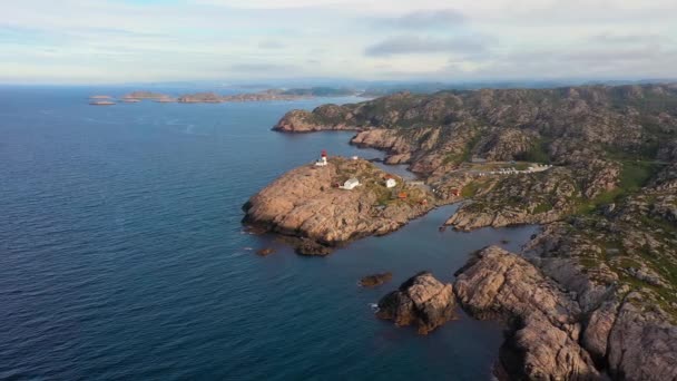 Coastal Lighthouse Lindesnes Lighthouse Coastal Lighthouse Southernmost Tip Norway Light — Stock Video
