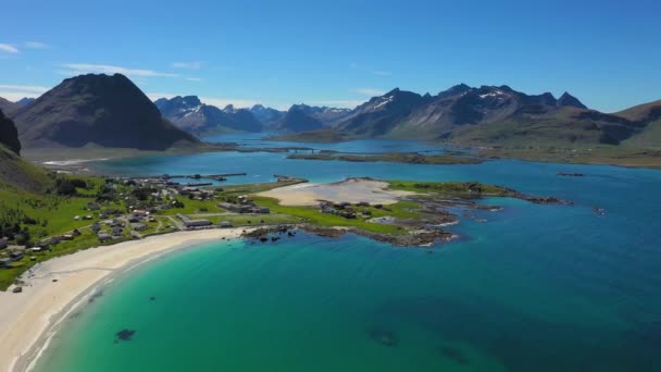Beach Lofoten Adaları Norveç Nordland Eyaletinde Yer Alan Bir Takımadalardır — Stok video