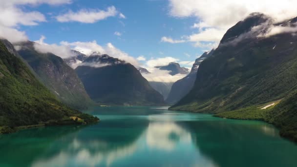 Güzel Doğa Norveç Doğal Lovatnet Gölü — Stok video