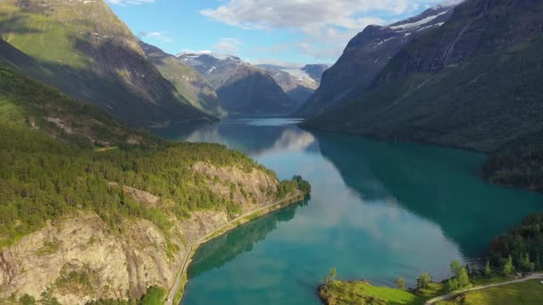Beautiful Nature Norway Natural Landscape Lovatnet Lake — Stock Video