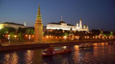 Rusya - Moskova, Kremlin Zaman Hızı 'nın gece görüşü.