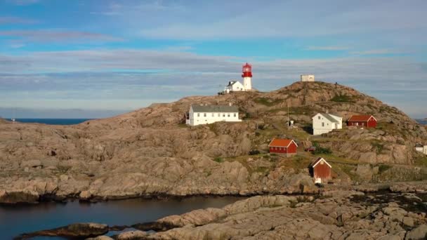 Coastal Lighthouse Lindesnes Lighthouse Coastal Lighthouse Southernmost Tip Norway Light — Stock Video