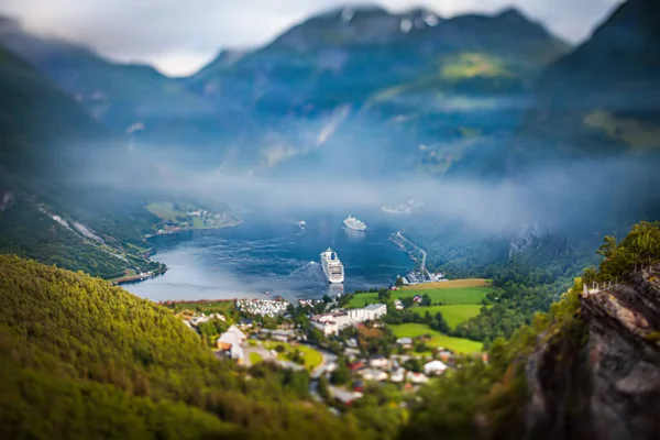 Lente Cambio Inclinación Geiranger Fjord Beautiful Nature Norway Una Rama —  Fotos de Stock