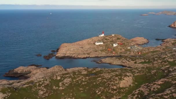 Coastal Lighthouse Lindesnes Lighthouse Coastal Lighthouse Southernmost Tip Norway Light — Stock Video