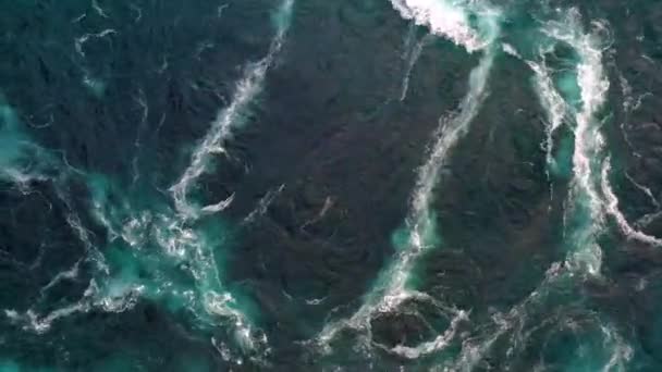 涨潮和退潮时 河水与大海的波涛相遇 挪威诺德兰Saltstraumen大漩涡的漩涡 — 图库视频影像