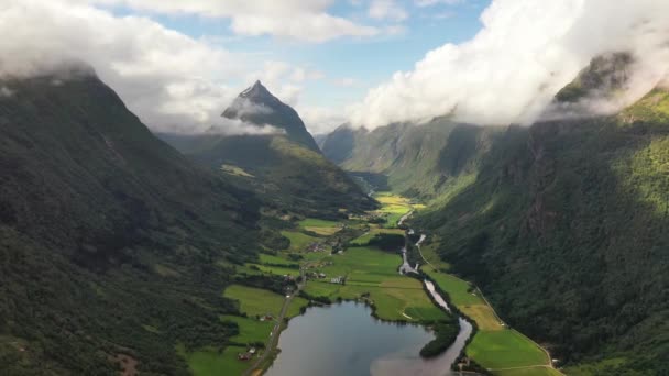 Повітряні Кадри Красива Природа Норвегія — стокове відео