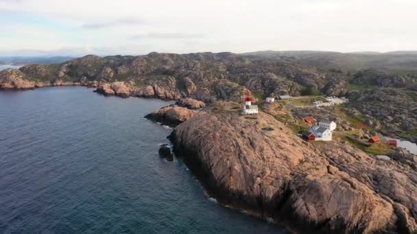 Coastal Lighthouse Lindesnes Lighthouse Coastal Lighthouse Southernmost Tip Norway Light — Stock Video