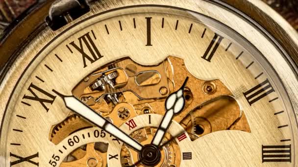 Reloj Espiral Pista Del Tiempo Reloj Antiguo Línea Primer Plano — Vídeos de Stock