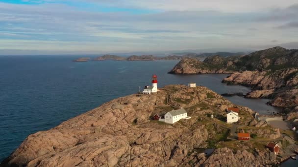 Coastal Lighthouse Lindesnes Lighthouse Coastal Lighthouse Southernmost Tip Norway Light — Stock Video