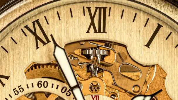 Старовинний Годинник Крупним Планом Вінтажний Кишеньковий Годинник — стокове відео