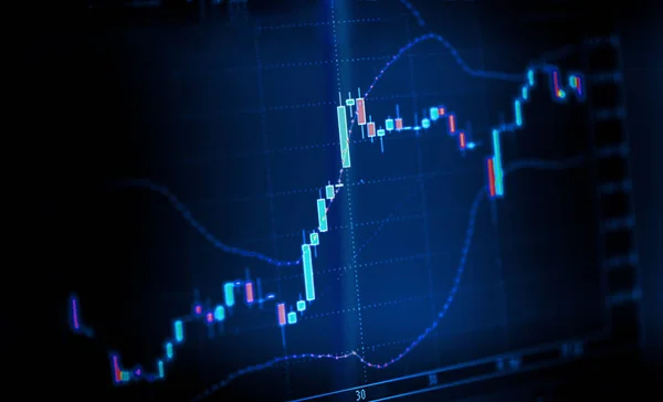 Finance Investment Background Stock Exchange Chart Graph Blue Toned Computer — Stock Photo, Image