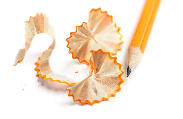 Pencil Shavings White Background — Stock Photo, Image