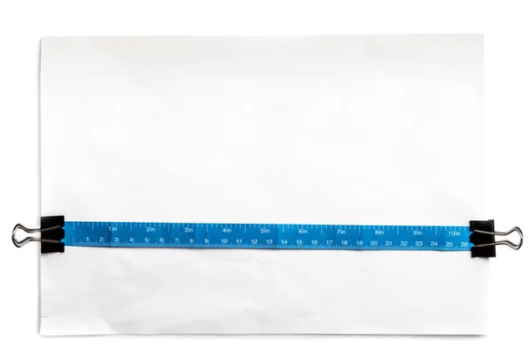 Fita métrica de papel simples polegada e centímetros — Fotografia de Stock