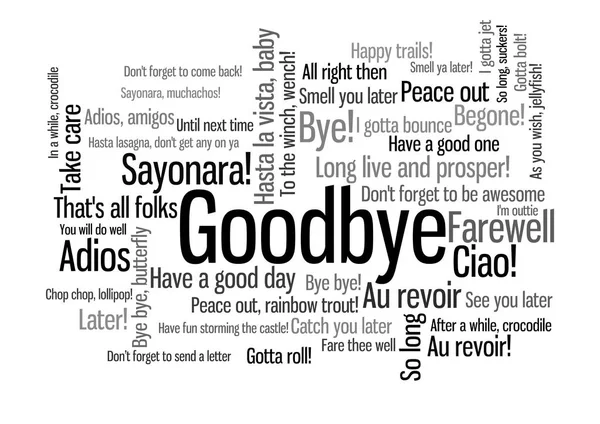 Addio Word Tag Cloud quando dire addio — Vettoriale Stock