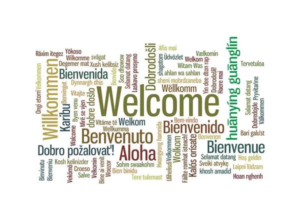 Bienvenido Word Tag Cloud en muchos idiomas — Archivo Imágenes Vectoriales