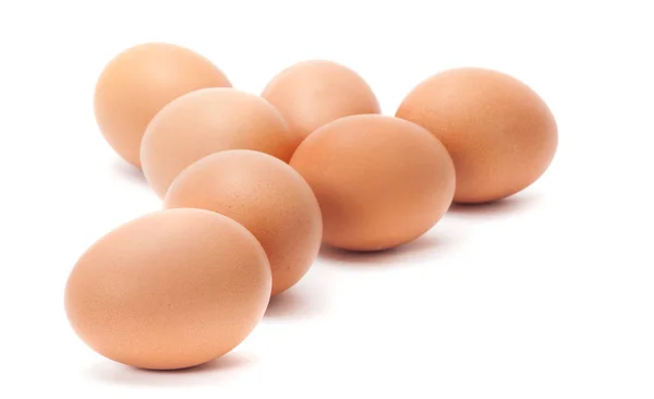 Groupe of seven brown eggs — Stock Photo, Image