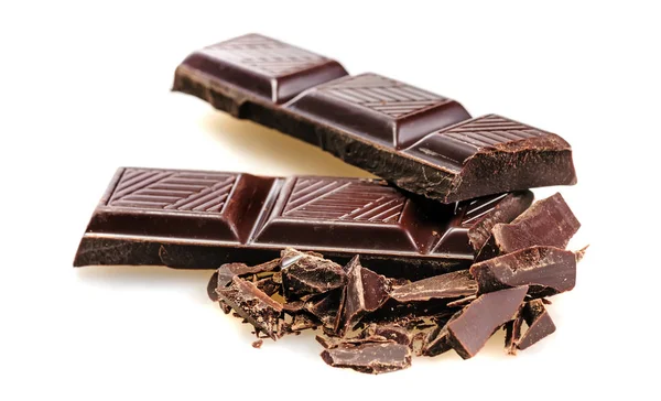 Разбитые кусочки тёмного шоколада — стоковое фото