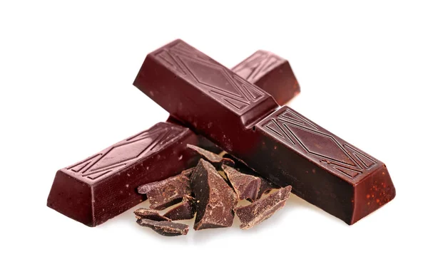 Broken bar chunks of dark chocolate — Stock Photo, Image