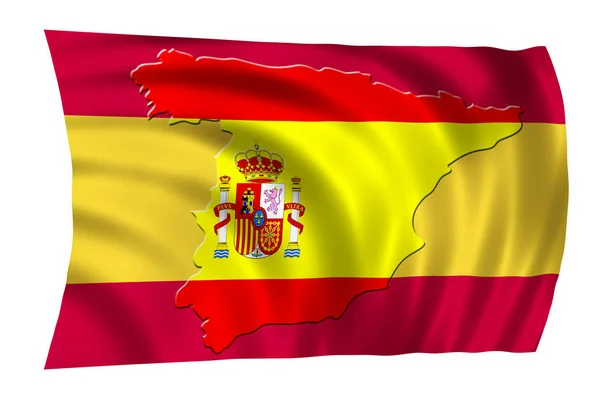 Государственный флаг Испании с формой карты страны — стоковое фото