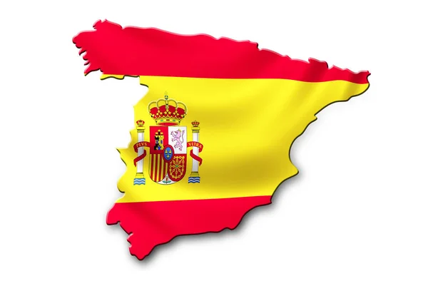 Флаг Испании в форме карты страны — стоковое фото