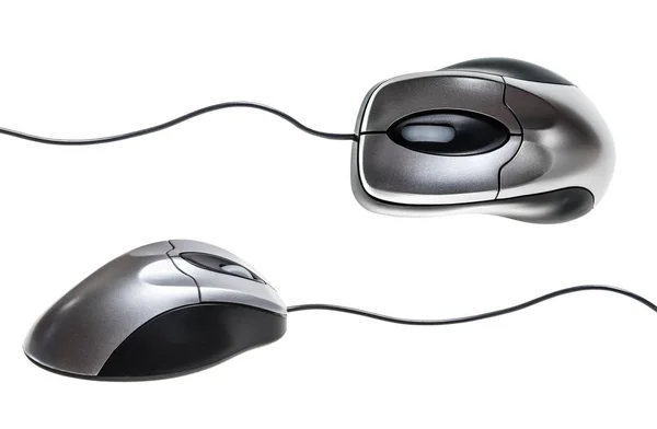 Black and silver colored wire computer mouse cut out — Stock Photo, Image