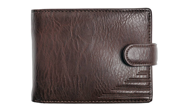 Brown natural leather wallet isolated 
