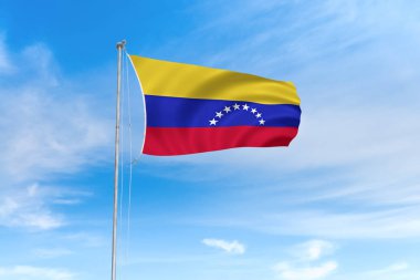 Mavi gökyüzü arka plan üzerinde Venezuela bayrağı