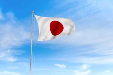 Mavi gökyüzü arka plan üzerinde Japonya bayrağı