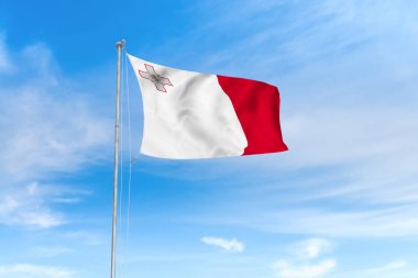 Mavi gökyüzü arka plan üzerinde Malta bayrağı