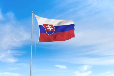 Mavi gökyüzü arka plan üzerinde Slovakya bayrağı