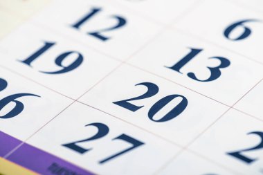 Takvim parçası perspektifi 20 odak