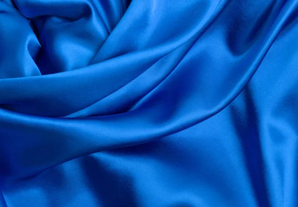 Niebieska satyna, jedwab, tło tekstury — Zdjęcie stockowe
