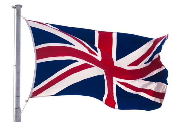 Ηνωμένο Βασίλειο Σημαία Απομονωθεί Λευκό Πραγματική Φωτογραφία — Φωτογραφία Αρχείου