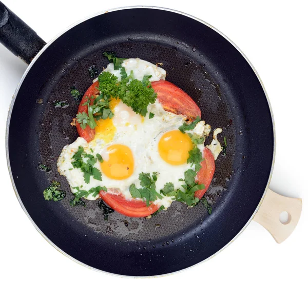 Gebakken eieren in pan — Stockfoto