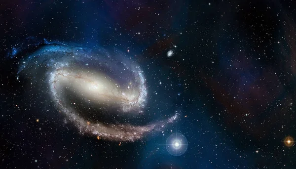 Space cosmic background of spiral galaxy and stars field — Stock Photo, Image