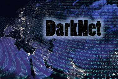 Dünya 'daki Darknet konsepti ikili kod
