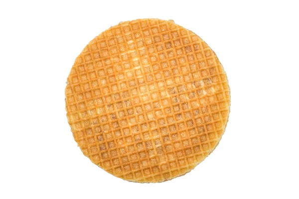 Round Dutch syrup waffle isolated — Stock Photo, Image