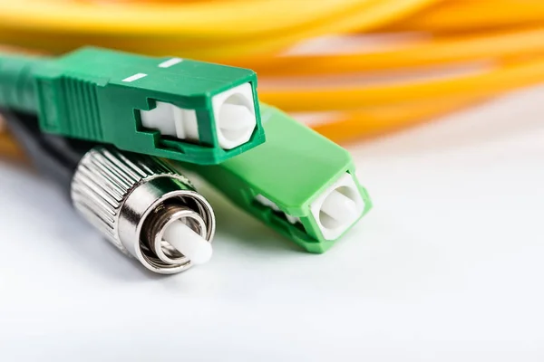 Conector de conexión de cable de fibra óptica — Foto de Stock