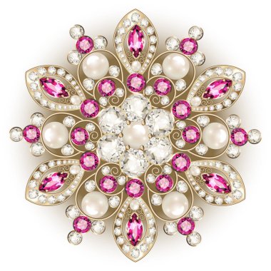 Mandala broş mücevherleri, tasarım elementi. Geometrik vintage süslemeli arkaplan.