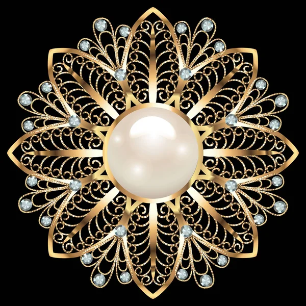 Joyas Broche Mandala Elemento Diseño Fondo Ornamental Vintage Geométrico — Vector de stock