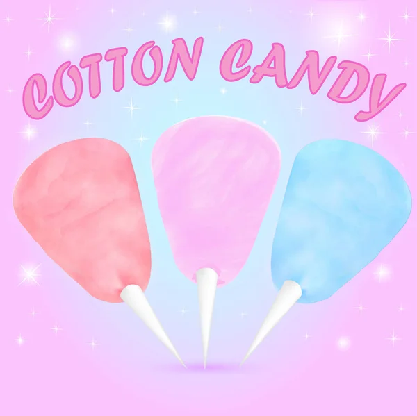 Illustration Cotton Candy Set Different Colors — Stock Vector