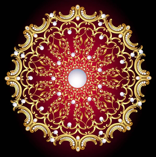 Mandala Brooch Jewelry Design Element Geometric Vintage Ornamental Background — Stock Vector