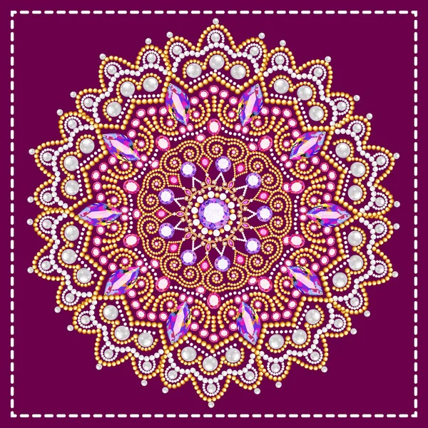 Joyas Broche Mandala Elemento Diseño Fondo Ornamental Vintage Geométrico — Vector de stock