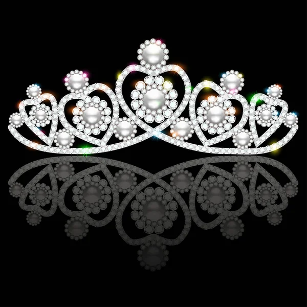 Illustrazione Una Donna Diadema Lucido Con Cuore Riflessione — Vettoriale Stock